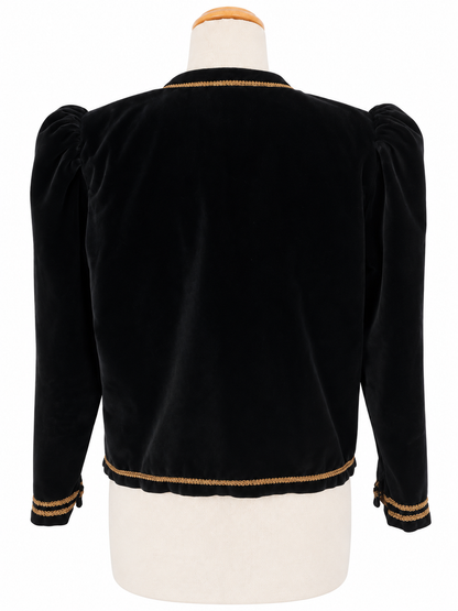Veste vintage noire velours boutons dorés