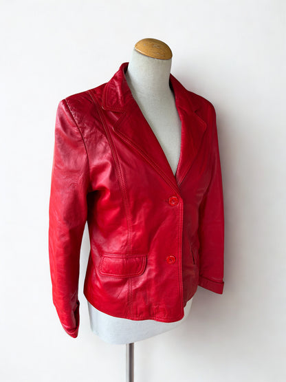 Veste en cuir d’agneau rouge
