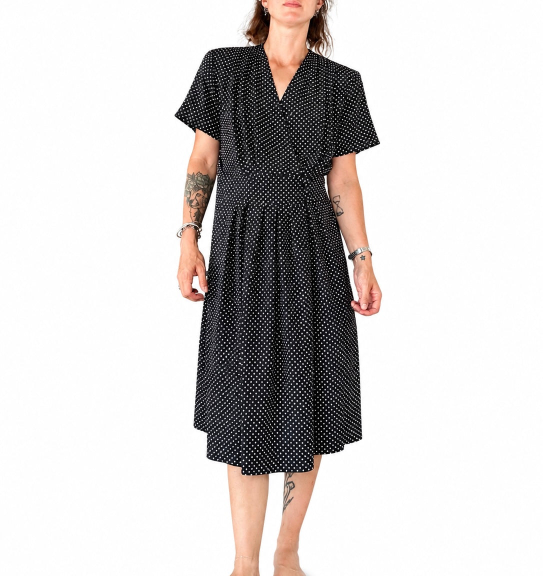 Robe vintage à pois noir et blanc