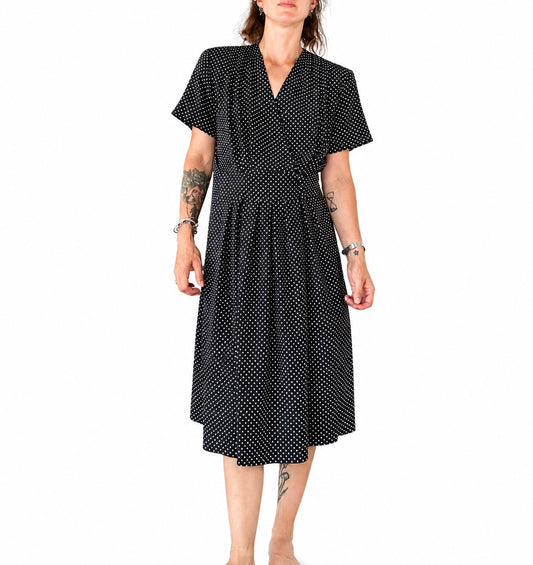Robe vintage à pois noir et blanc