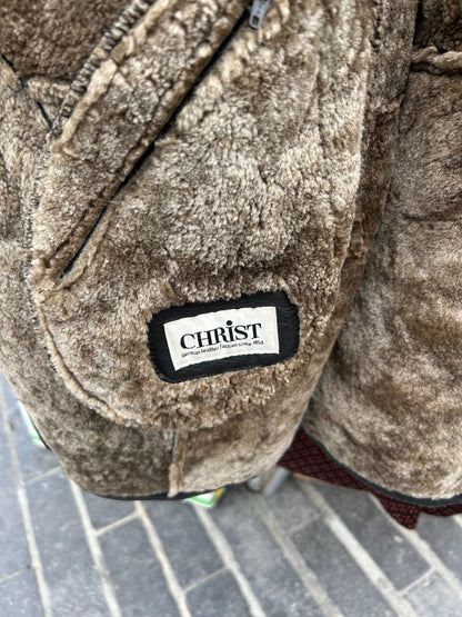Veste vintage CHRIST en peau lainée gris taupe – made in Germany années 80 la friperie vintage 25