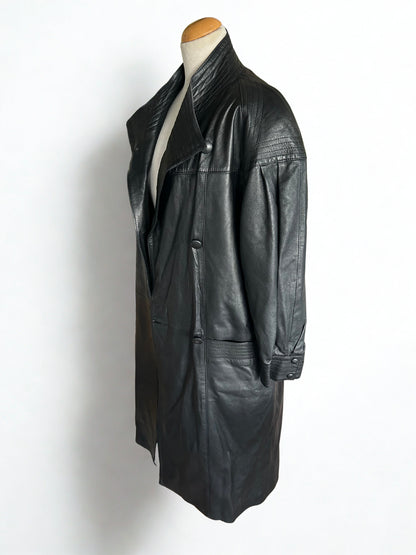 Manteau long en cuir vintage doublure amovible la friperie vintage 25