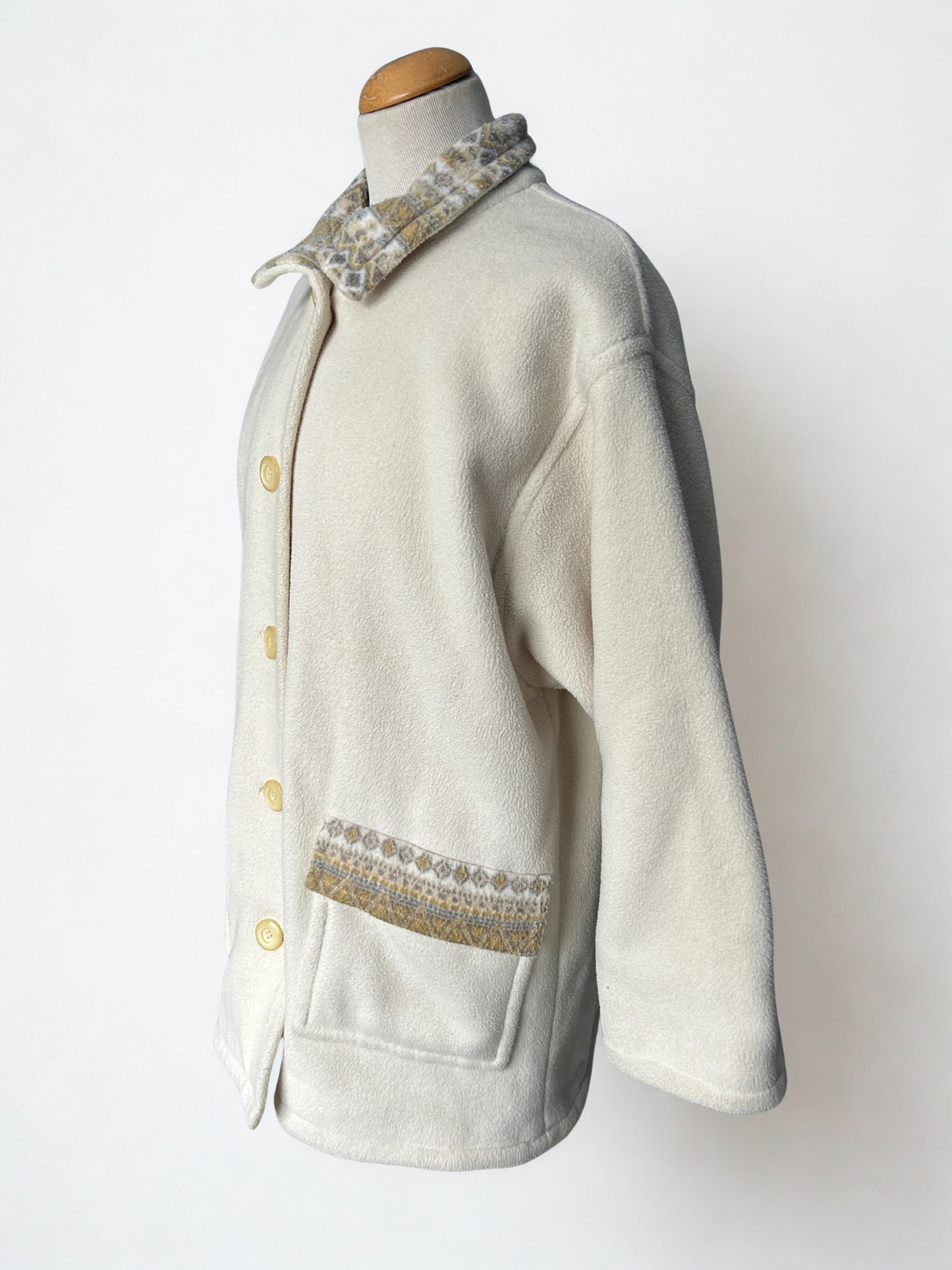 Veste polaire vintage écrue satin