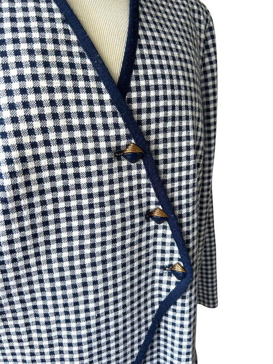 Veste vintage à carreaux bleu et blanc France