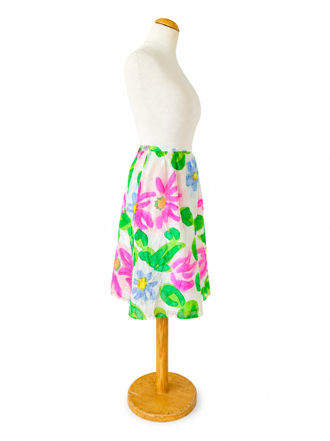 Jupe vintage en soie imprimé floral