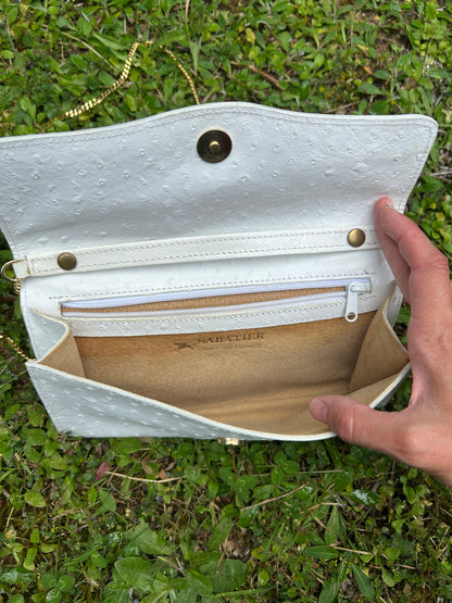 Sac pochette cuir blanc vintage