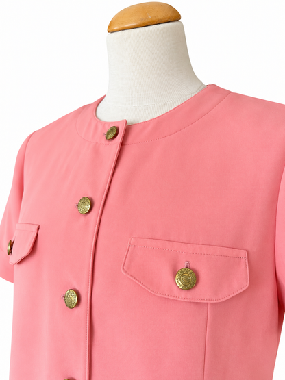Veste vintage rose manches courtes