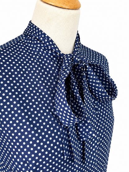 Chemisier vintage à pois bleu