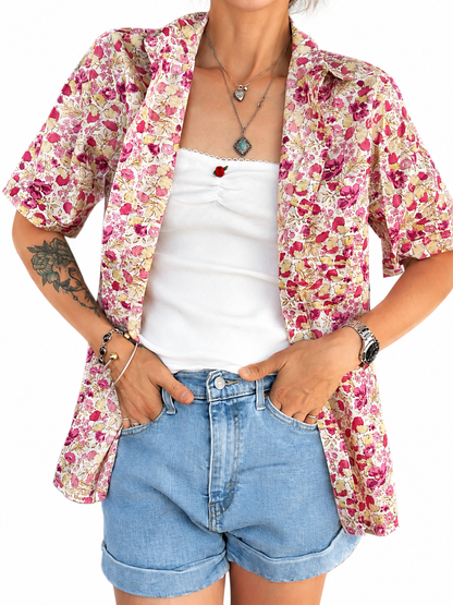 Chemisier fleuri vintage coton
