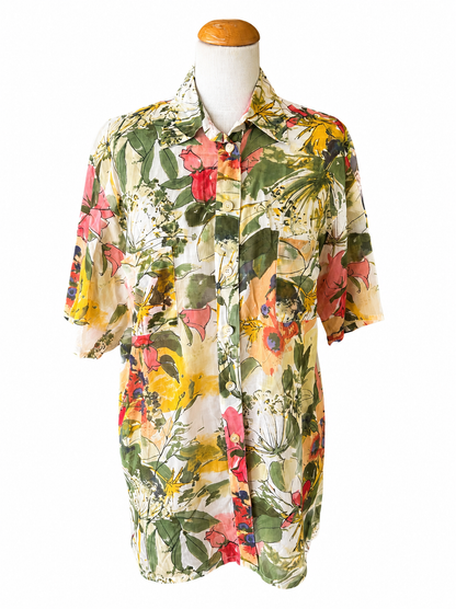 Chemise vintage fleurie aquarelle