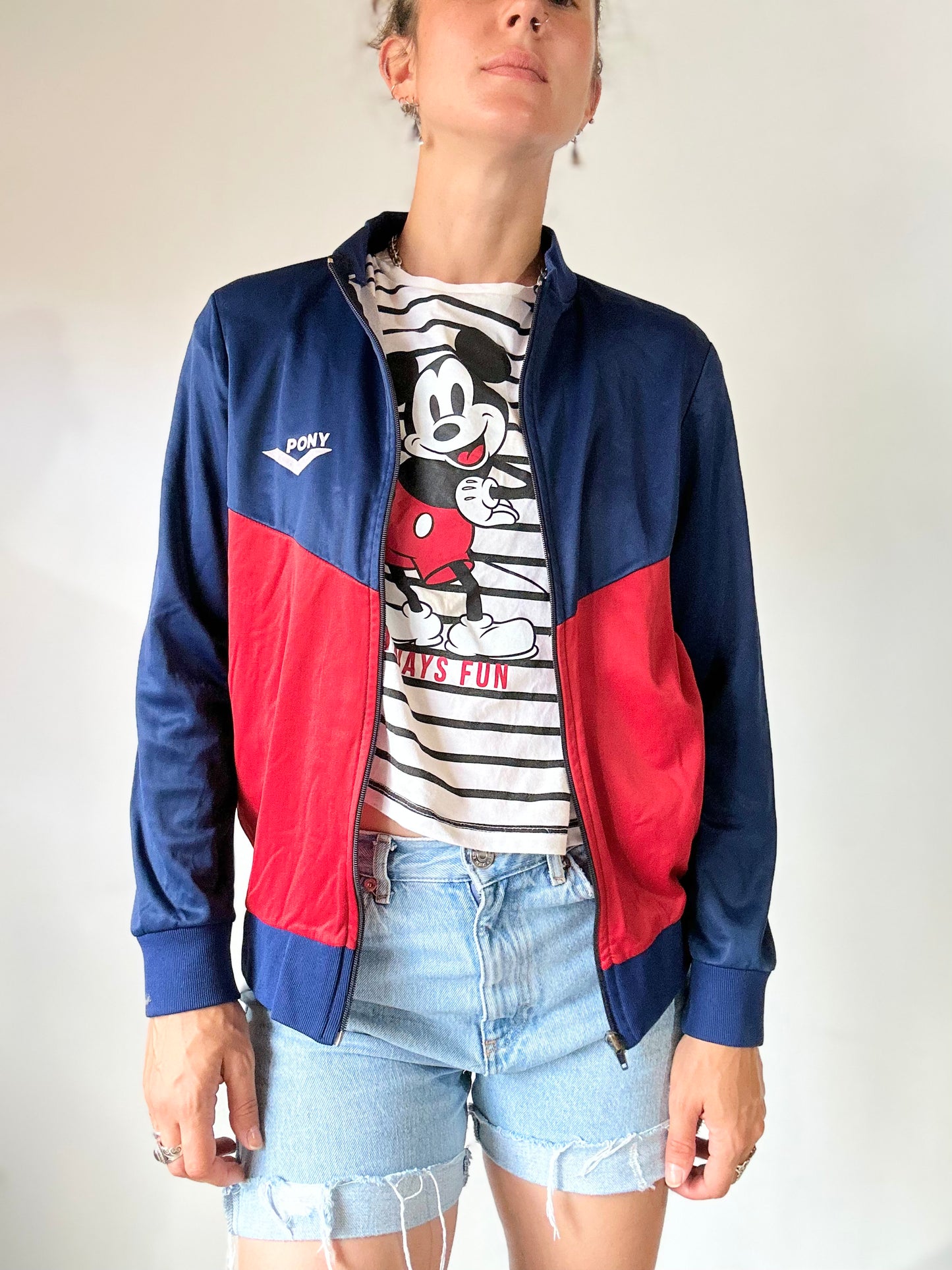 Veste de sport vintage rouge et bleu Pony France la friperie vintage 25