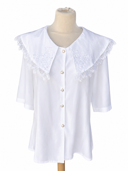 Chemisier vintage blanc col large