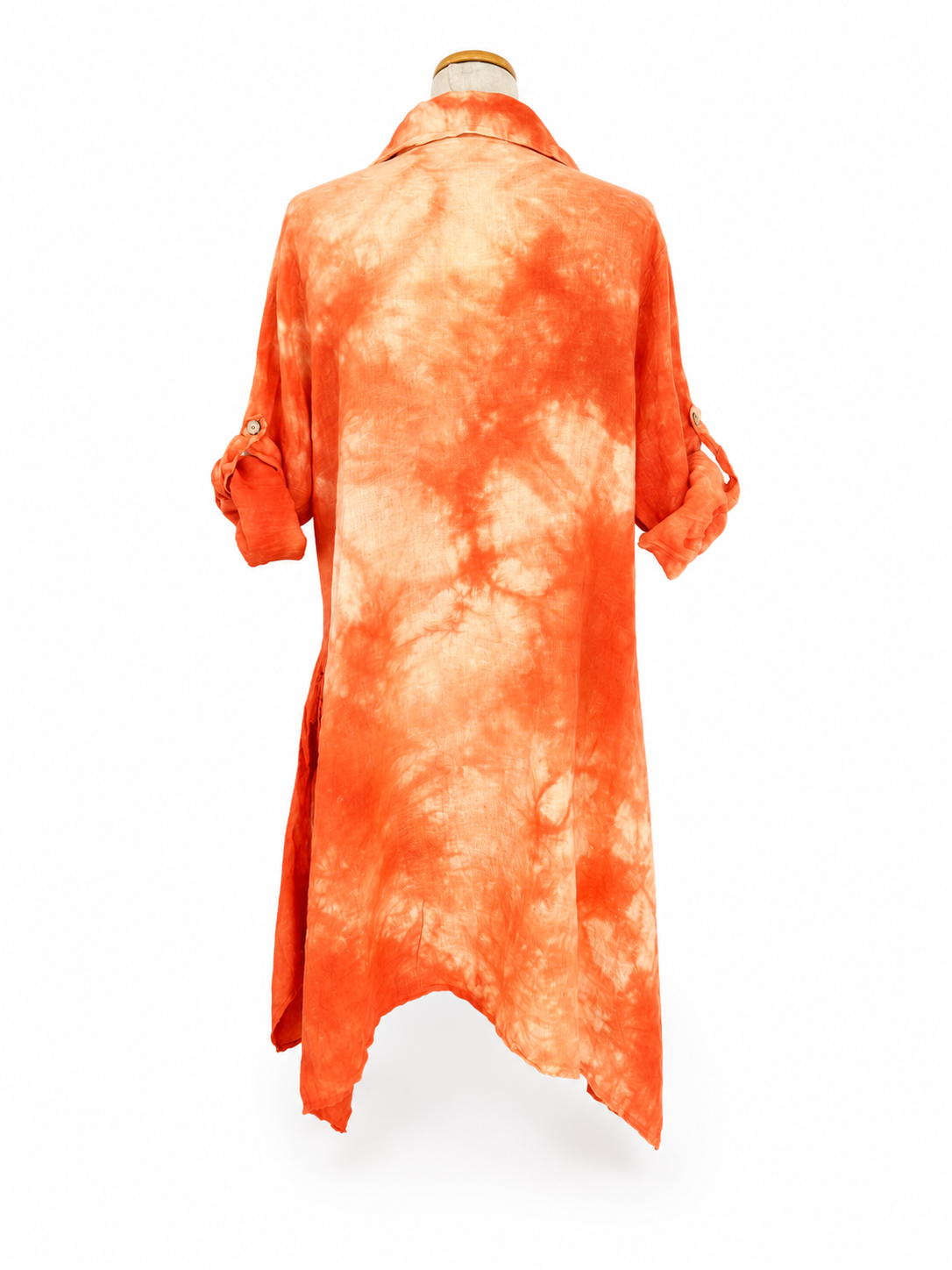 Robe chemise asymétrique lin tie dye