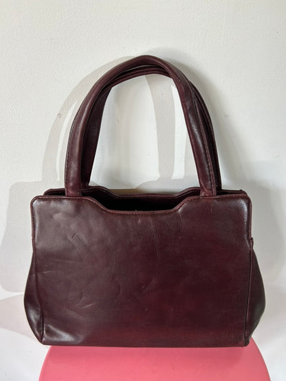 Sac à main vintage cuir bordeaux la friperie vintage 25