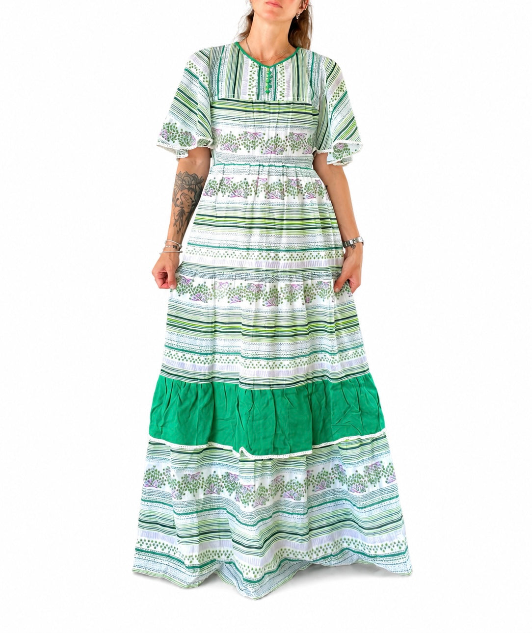 Robe longue bohème vintage imprimé floral