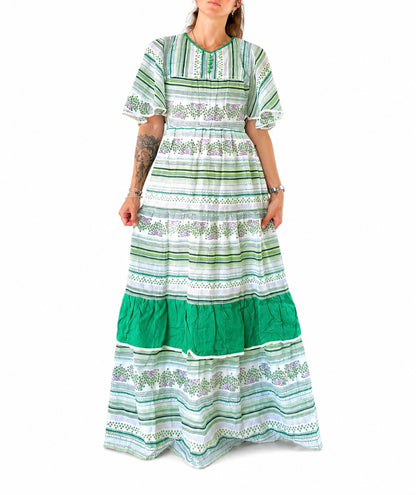 Robe longue bohème vintage imprimé floral