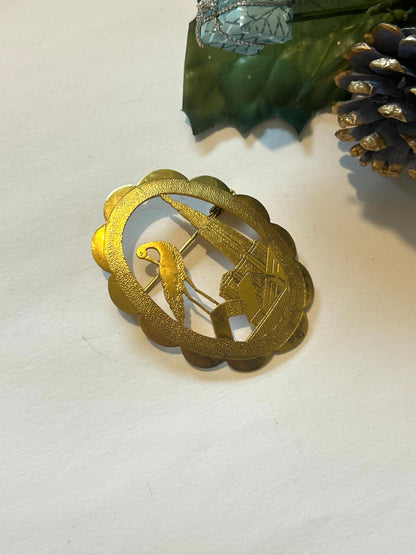 Broche cigogne d’Alsace métal doré vintage la friperie vintage 25