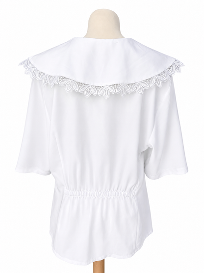 Chemisier vintage blanc col large