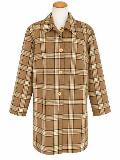 Veste longue carreaux vintage marron