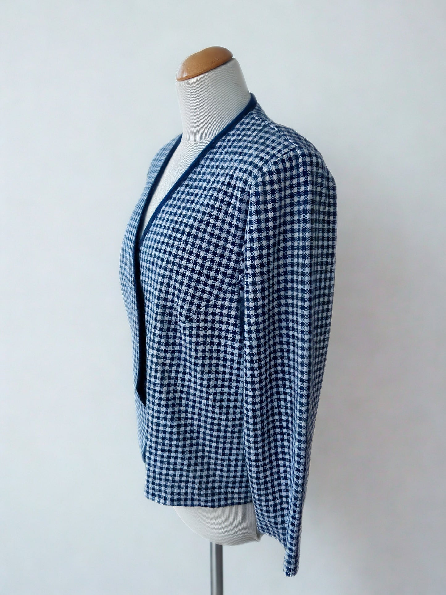 Veste vintage à carreaux bleu et blanc France