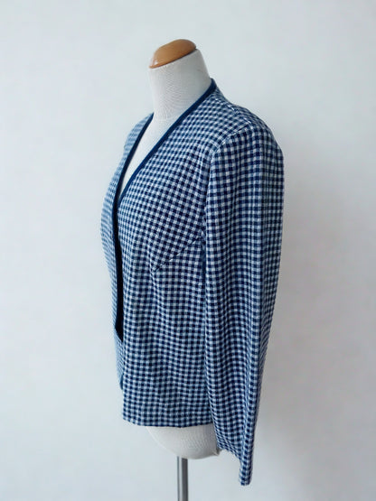 Veste vintage à carreaux bleu et blanc France