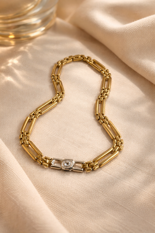 Collier vintage maillons rectangulaire dorés