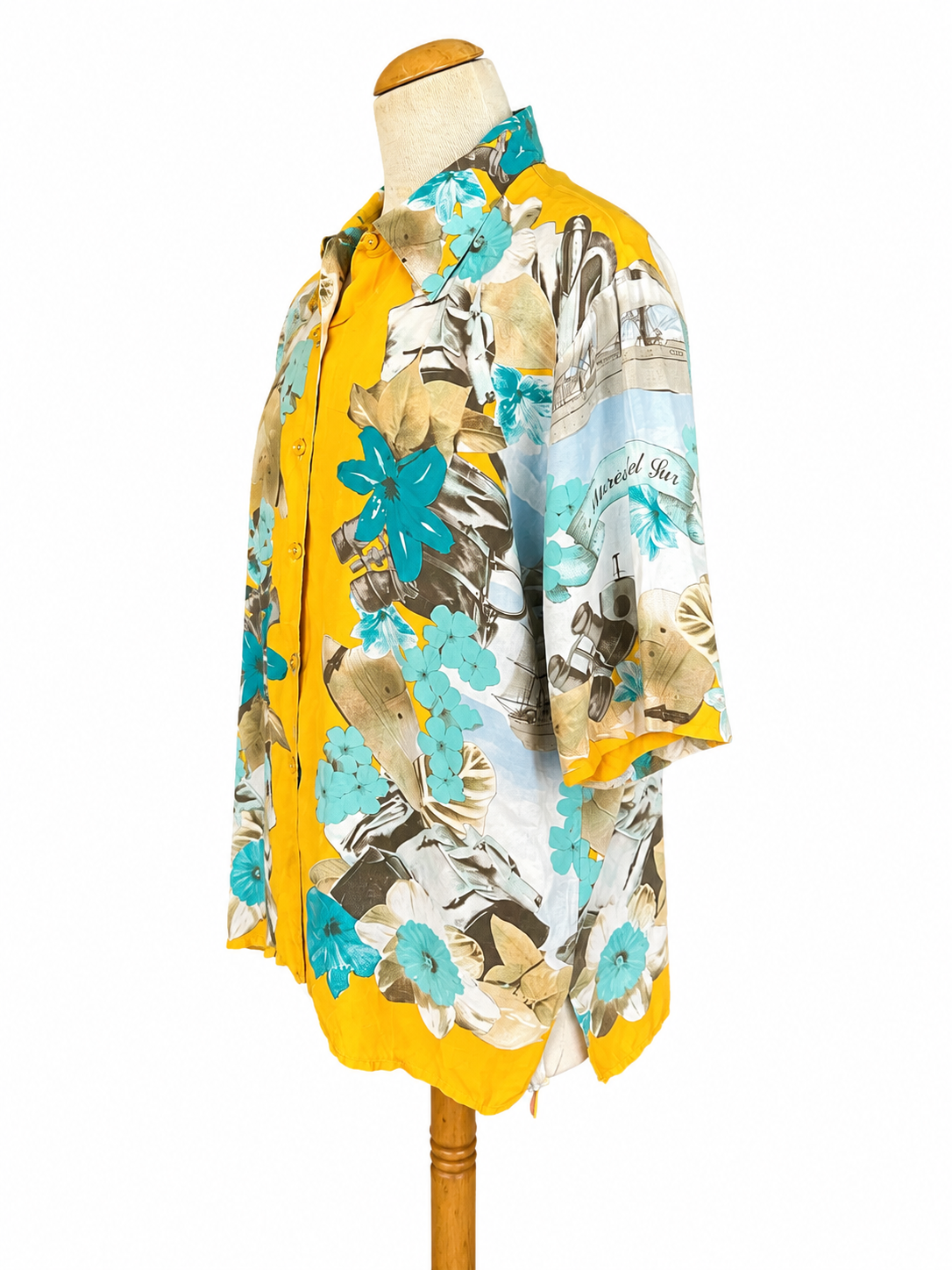 Chemise vintage imprimé marin et voyage