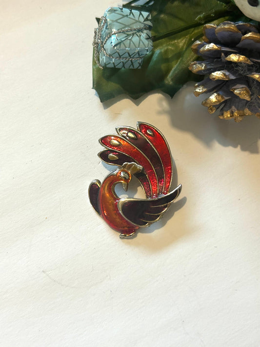 Broche paon vintage émaillée 80 la friperie vintage 25