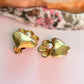 Boucles d'oreille clips vintage coeur et fleur métal doré