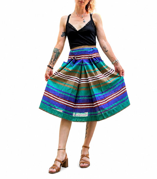 Jupe vintage faite main rayures multicolore