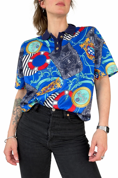 Blouse vintage imprimé marin
