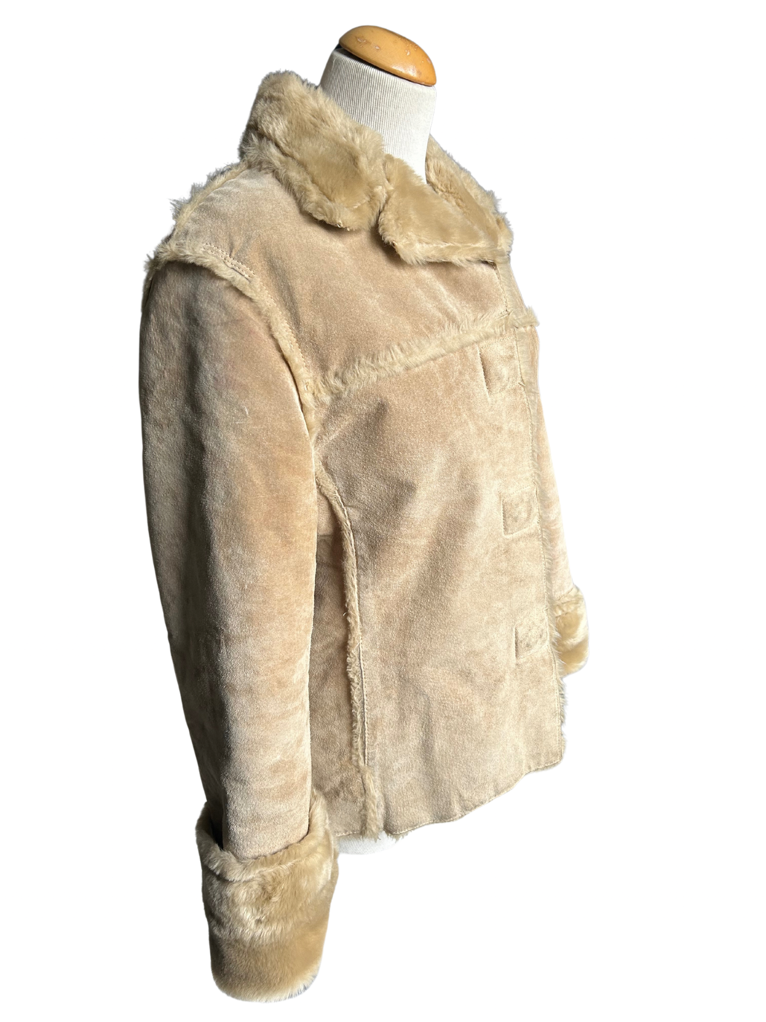 Veste vintage peau retournée beige clair la friperie vintage 25