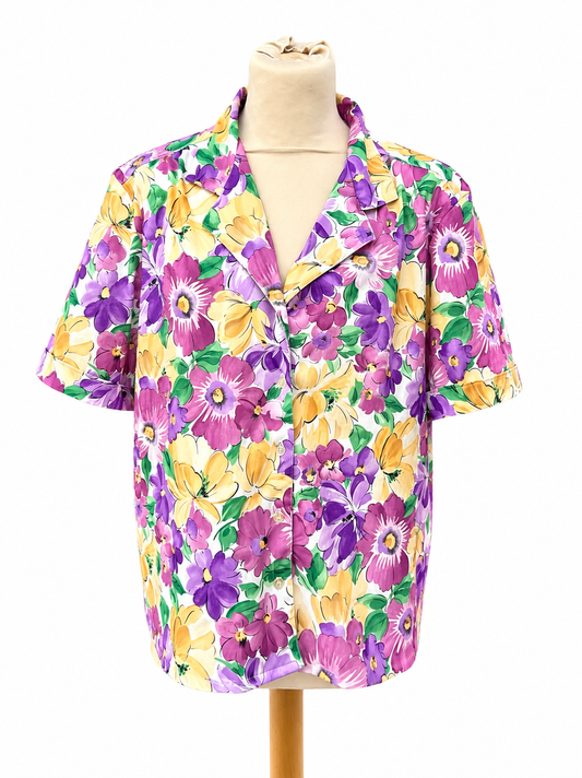 Chemisier fleuri violet vintage