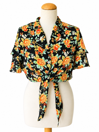 Chemisier court vintage fleuri