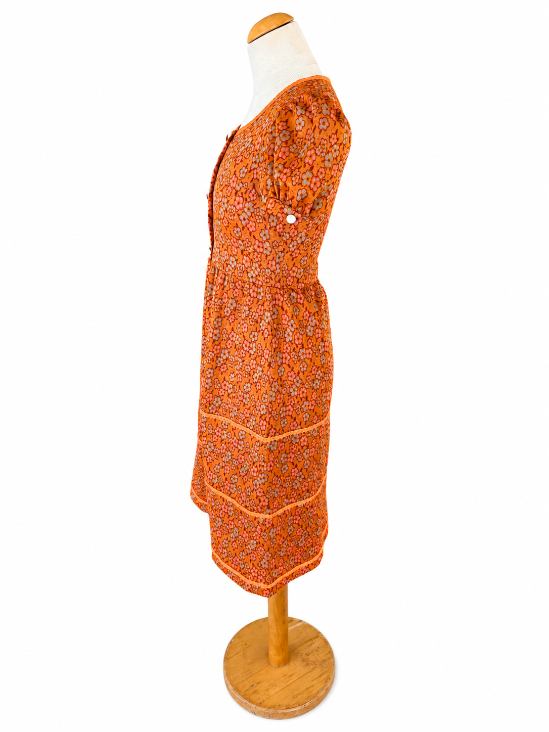 Robe vintage orange fleurs 70’s