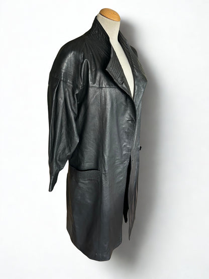 Manteau long en cuir vintage doublure amovible la friperie vintage 25