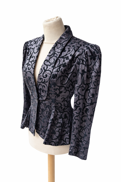 Blazer vintage gris baroque péplum