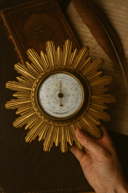 Baromètre soleil mural vintage doré la friperie vintage 25