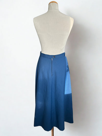 Jupe vintage midi bleu taille haute