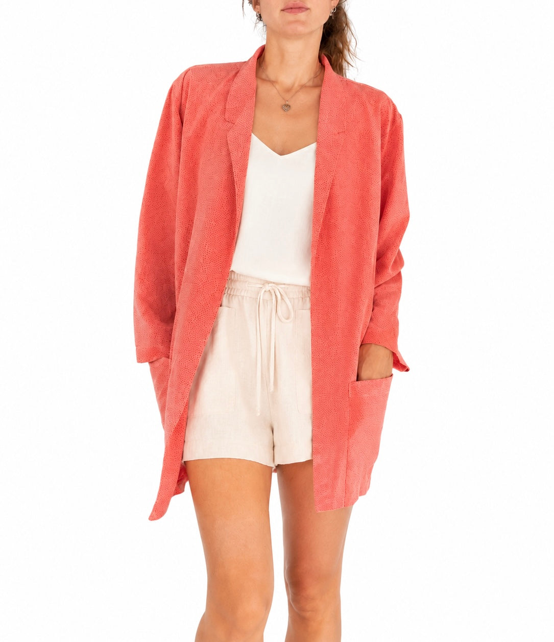 Veste blazer Darel corail à pois