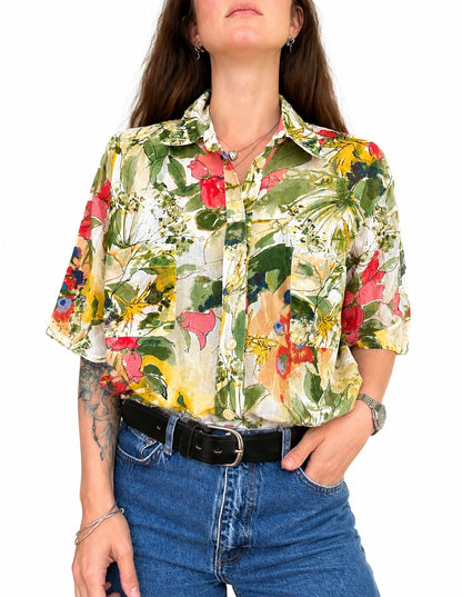 Chemise vintage fleurie aquarelle