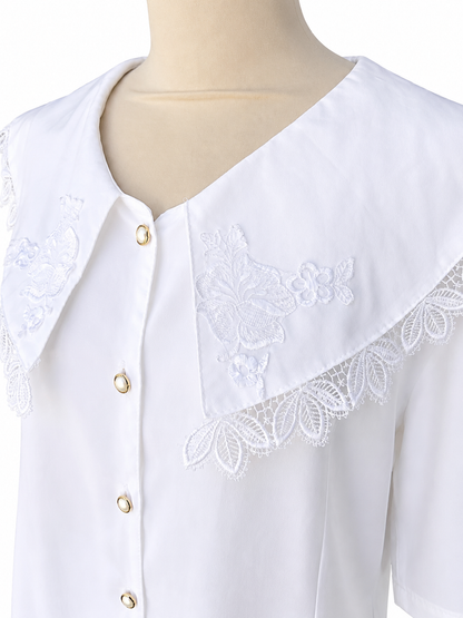 Chemisier vintage blanc col large
