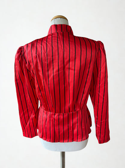 Chemisier vintage rouge rayé plastron