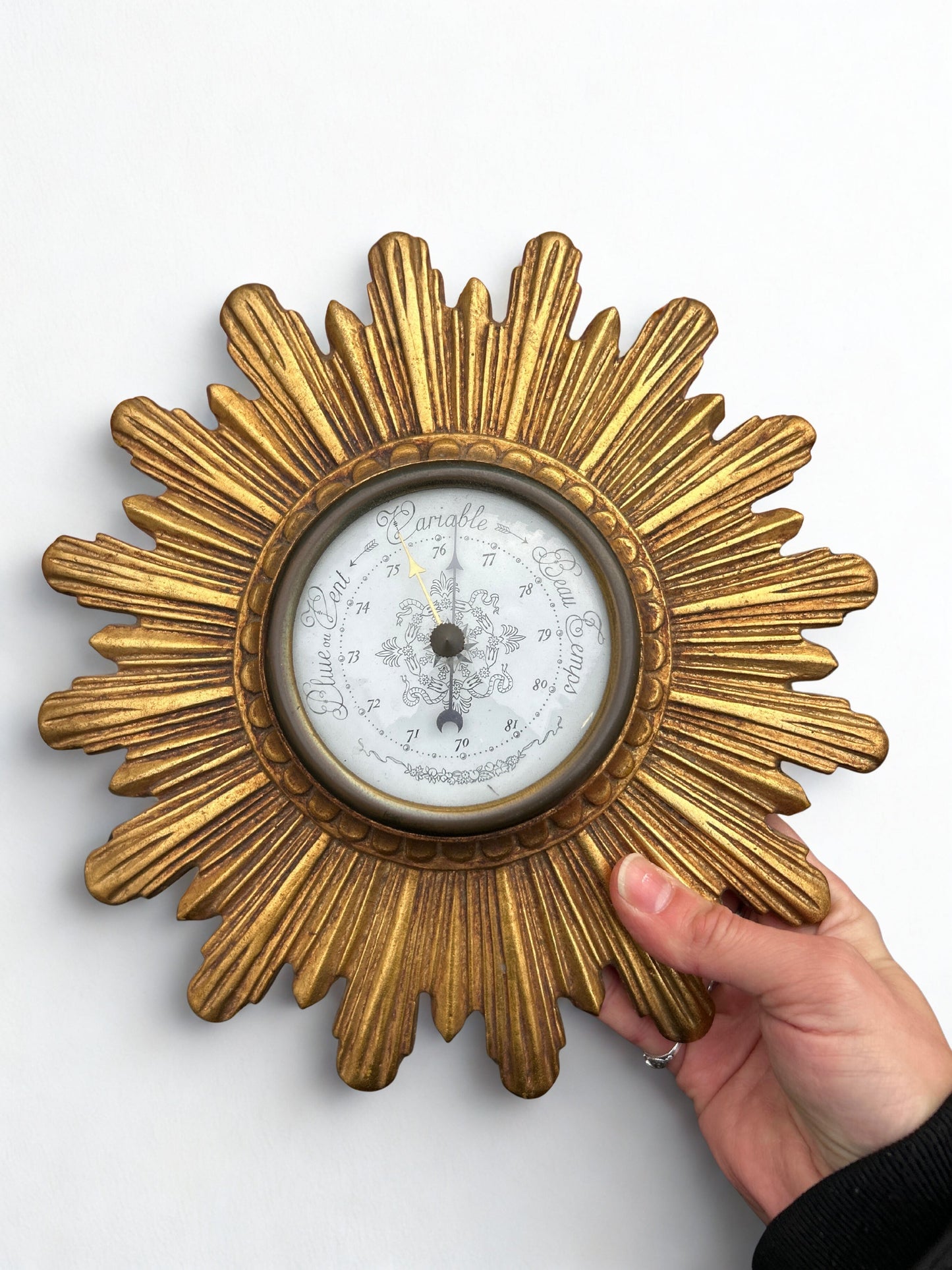 Baromètre soleil mural vintage doré la friperie vintage 25