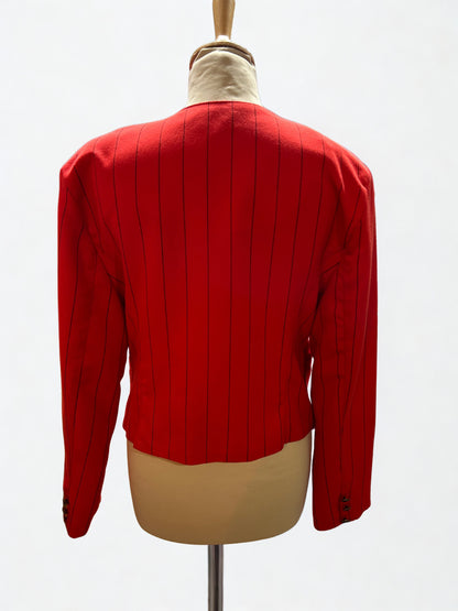 Veste courte vintage rouge à fines rayures noires 80’s la friperie vintage 25