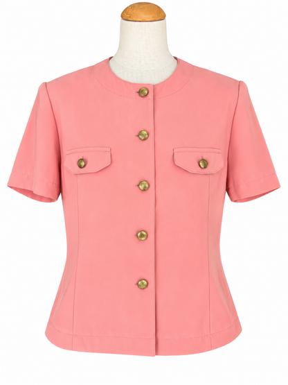 Veste vintage rose manches courtes