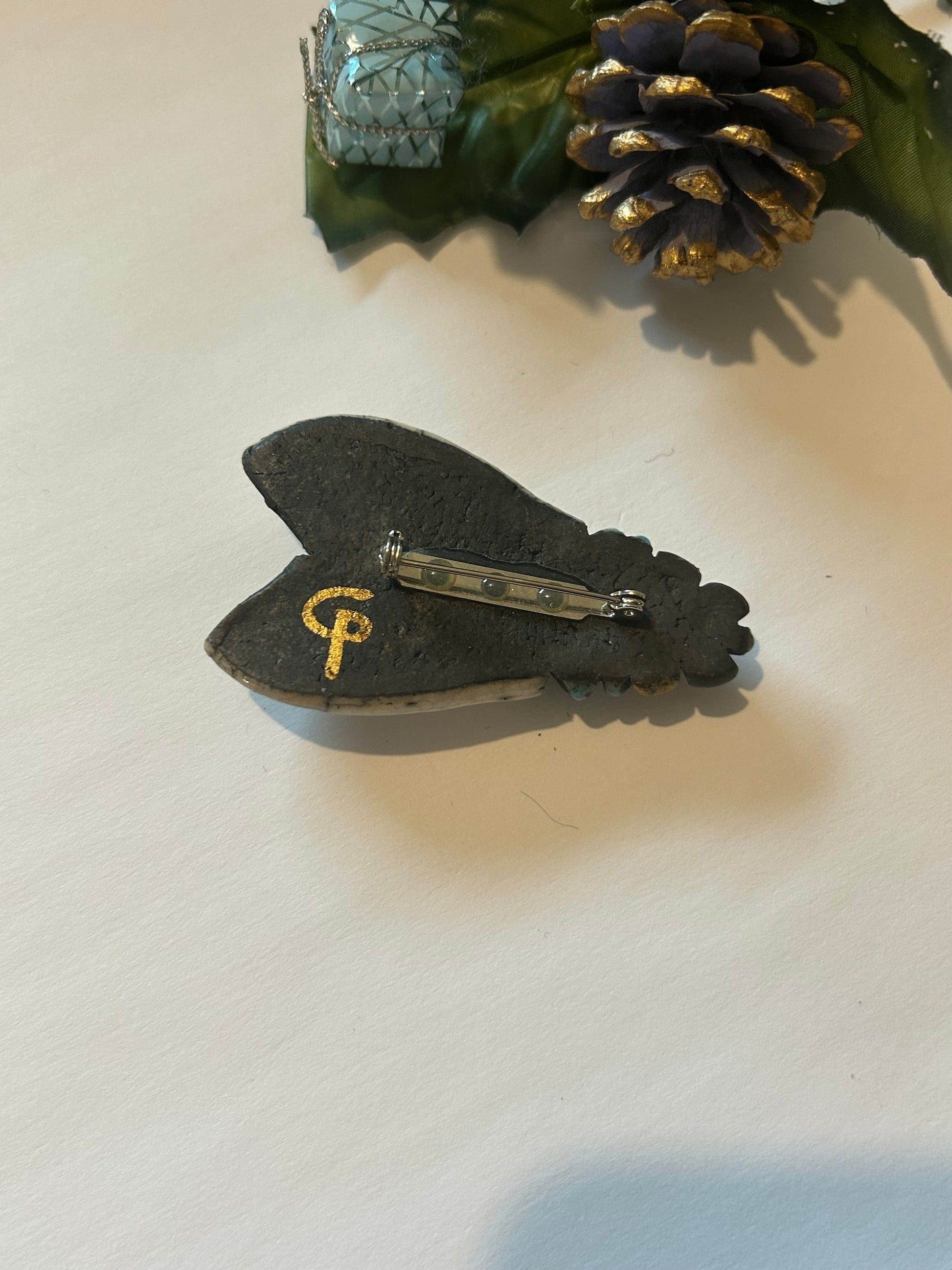 Broche papillon céramique raku la friperie vintage 25