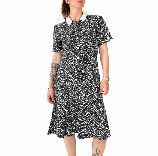 Robe noire motifs fleuris vintage
