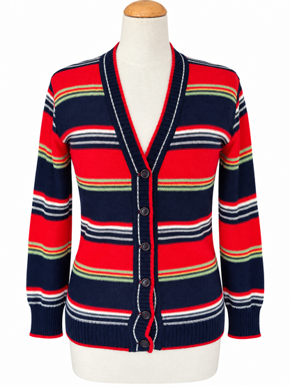 Gilet rayé vintage rouge et bleu marine