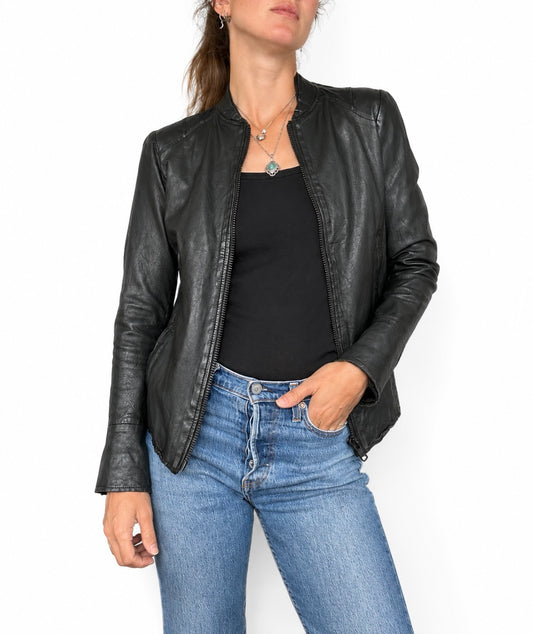 Veste en cuir ikks noire